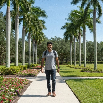 Family walking through a vibrant park, enjoying outdoor activities together in Southwest Florida